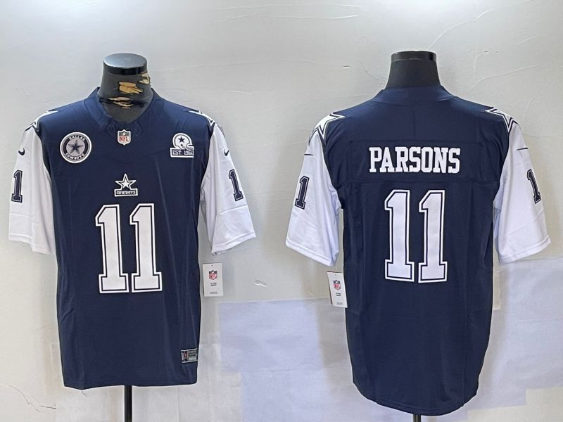 Men Dallas Cowboys #11 Parsons Blue 2024 Nike Three generations Vapor Limited NFL Jersey style 6